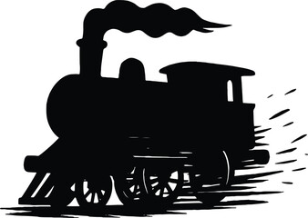 Vintage Steam Train Silhouette Illustration