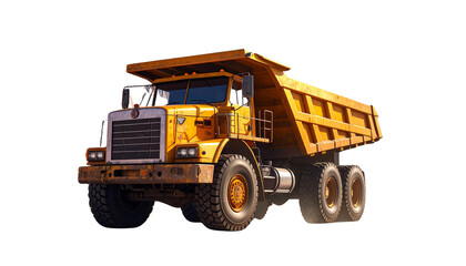 Dump truck isolated on transparent background. Generative Ai