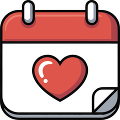 Valentine Calendar Icon Vector | February Love Illustration