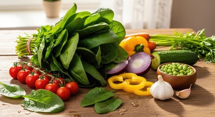 Fresh vibrant vegetables ready for healthy cooking, offering a nutritious, delicious, and colorful culinary experience for your next creative project