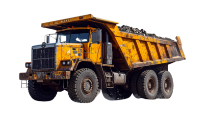 Dump truck isolated on transparent background. Generative Ai