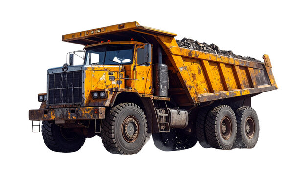 Dump truck isolated on transparent background. Generative Ai