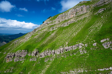 Green mountains and open slopes near Shadag, Azerbaijan, captured in daylight.