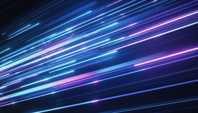 Abstract Blue and Purple Light Streaks Moving Fast in Darkness lines motion