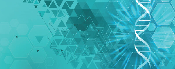 Futuristic science and technology wallpaper, DNA strands, connected neural web