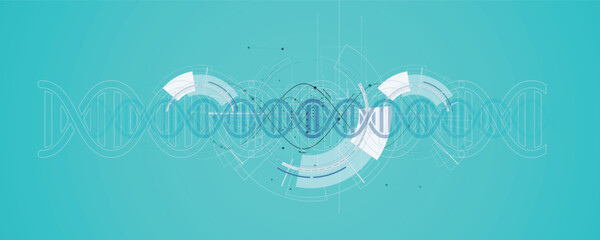 Futuristic science and technology wallpaper, DNA strands, connected neural web