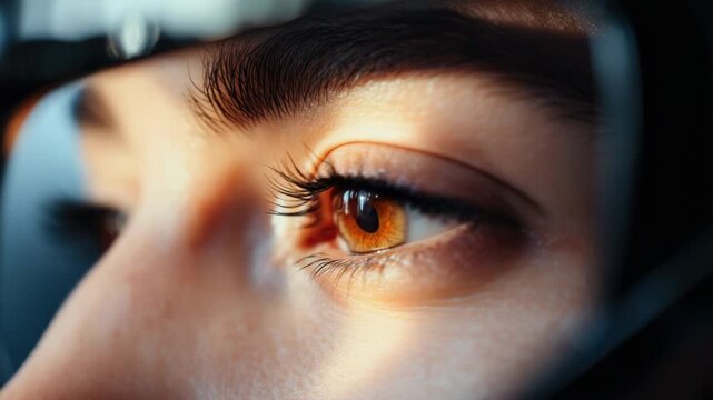 A person's eye with scissors, useful for themes about danger, surprise or mystery