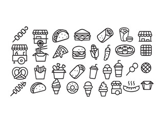 Beverage Juice and Coffee Glyph Icons Set - Cocktail Tea Bar and Drink Menu Vector