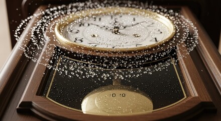 Elegant grandfather clock with water droplets creating a mesmerizing display of time and purity, a modern twist on a classic timepiece, perfect for home decor