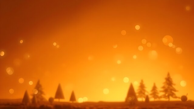 주황 노랑 빛 무드의 크리스마스 마을 아이콘 온화한 연말 카드 분위기Orange yellow Christmas village icon gentle year-end card atmosphere
