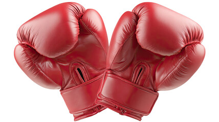 Red leather boxing gloves for sport, fight, and fitness training protection