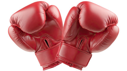 Red leather boxing gloves for sport, fight, and fitness training protection
