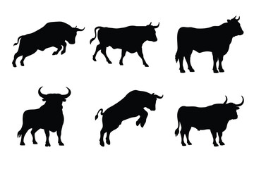 Bull Silhouettes Vector Set