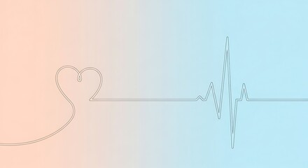Minimalist Heartbeat Pulse Illustration for Healthcare and Medical Concepts with Pastel Background Gradient for Website and Social Media Banners
