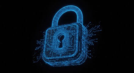 Cybersecurity lock glows, representing digital data protection and network security in a modern tech world, offering peace of mind and reliable online safety