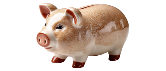 Financial Piggy Bank: A charming piggy bank, an iconic symbol of saving and financial prudence, sits poised, ready to receive coins for future prosperity.