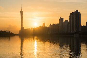 Sunrise at Guangzhou Tower, China