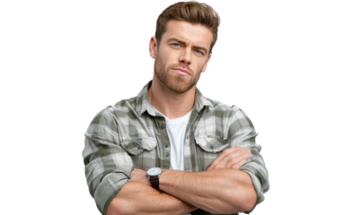 Thoughtful Expression: A man with a contemplative look on his face, arms crossed.