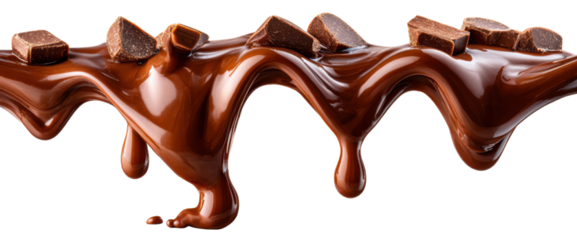 Decadent Chocolate Delights: Witness the alluring allure of molten chocolate, cascading gracefully and embellished with rich chocolate chunks.