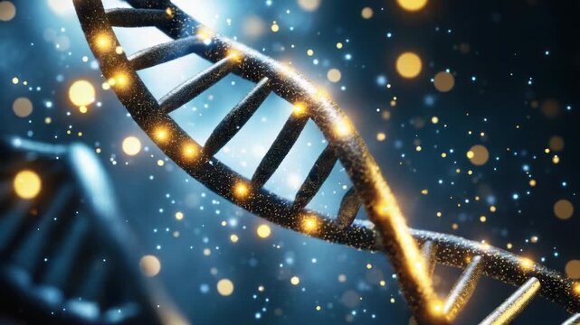 A close-up view of two double-stranded DNA molecules, ideal for science and educational uses