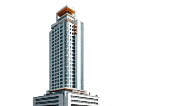 Skyward Silhouette: A modern architectural marvel, a towering skyscraper, its sleek facade reflecting the ambition and ingenuity of contemporary design.