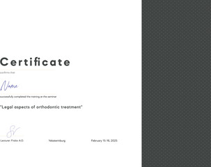 Obraz premium Minimalist dental certificate template, A4