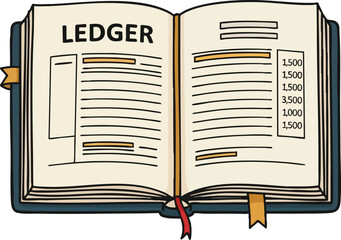 Ledger Book Illustration Financial Record Keeping and Accounting