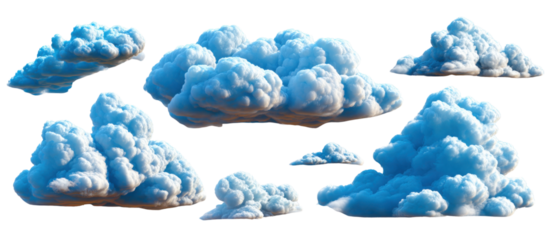 Azure Clouds Collection: A group of fluffy, cerulean clouds float against the sky, symbolizing dreams, imagination, and a sense of serenity. Featuring their soft.