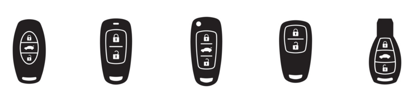Modern car keys with remote fobs. Car key icon. Vector Illustration.	
