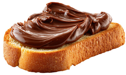 Chocolate Spread on Toast: A close-up shot captures a generous layer of rich, chocolate spread artfully adorning a slice of toasted bread, offering a delectable taste of comfort and indulgence.