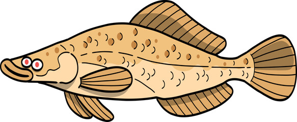 Cartoon Illustration of an albino Spotted Fish