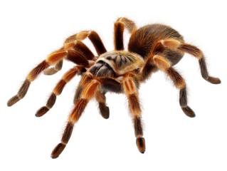 Exotic Arachnid: A close-up view unveils a striking tarantula, showcasing intricate details of its hairy legs and imposing presence.