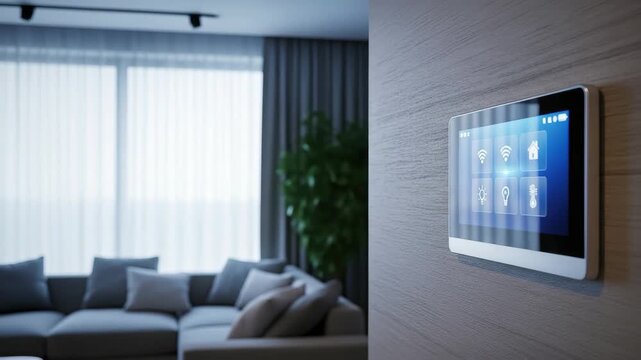 Modern smart home control panel seamlessly integrates technology for ultimate comfort and convenience 4k high quality footage