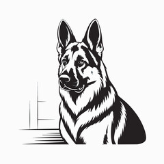 German Shepherd face vector