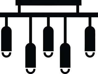 Modern linear chandelier with five hanging pendant lights in a simple silhouette