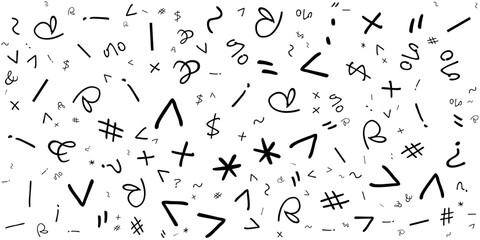 Hand drawn common symbols abstract art background