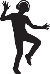 Headphone silhouette, dancing pose