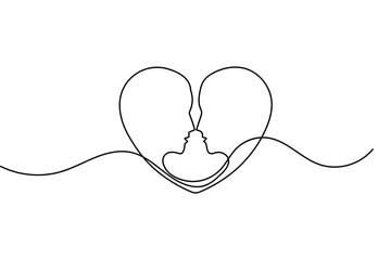 Obraz premium Love shape simple one line art valentine's day minimal outline romantic vector design 