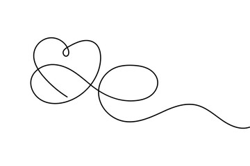 Love shape simple one line art valentine's day minimal outline romantic vector design
