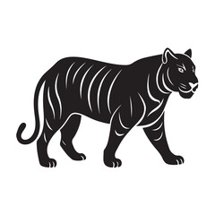 Obraz premium Tiger Walking Silhouette Icon for Wildlife and Animal Graphic Design