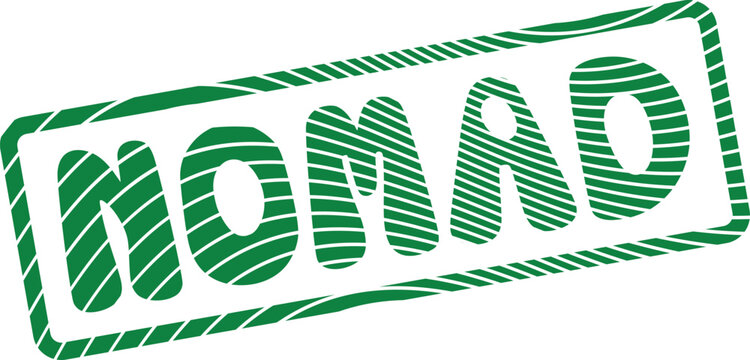 Green striped nomad stamp representing travel wanderlust and adventurous spirit