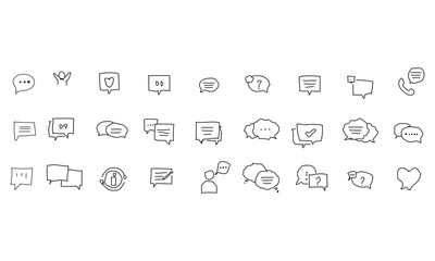 Hand Drawn Chat Bubble Icons Set – Message, Comment, and Communication Doodle Symbols