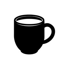 Coffee mug silhouette icon, minimalist hot beverage cup symbol