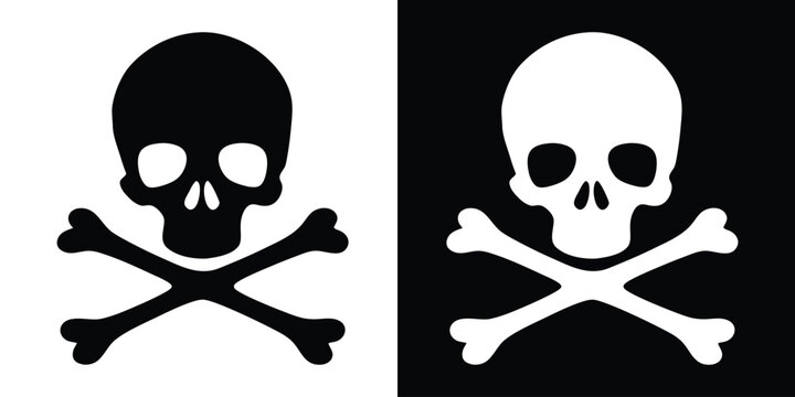 skull and crossbones silhouette vector, skull death vector icon