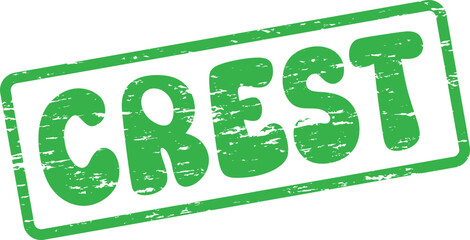 Crest peak achievement symbol in green distressed rubber stamp style