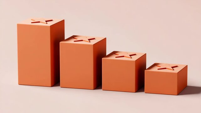 Orange Step-Style Rating Blocks with Star Cutouts Showing Decline or Performance Levels