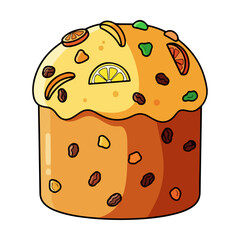 Italian Panettone Christmas Cake Vector Illustration
