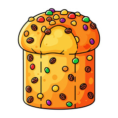 Italian Panettone Christmas Cake Vector Illustration
