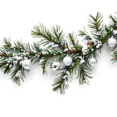 Christmas garland artificial pine branch, isolated on white