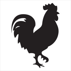 Rooster Silhouette Icon On White Background